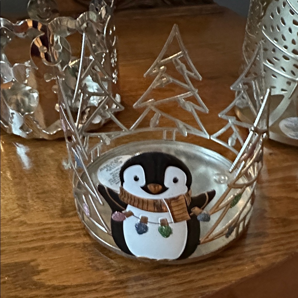 Silver Metal Holiday Candle Holders - Set of 3 - Picture 2 of 4